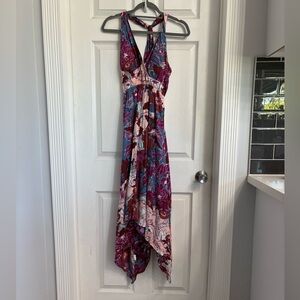 Santiki Daphne Floral V-Neck Midi Dress Size DL NWT Sleeveless